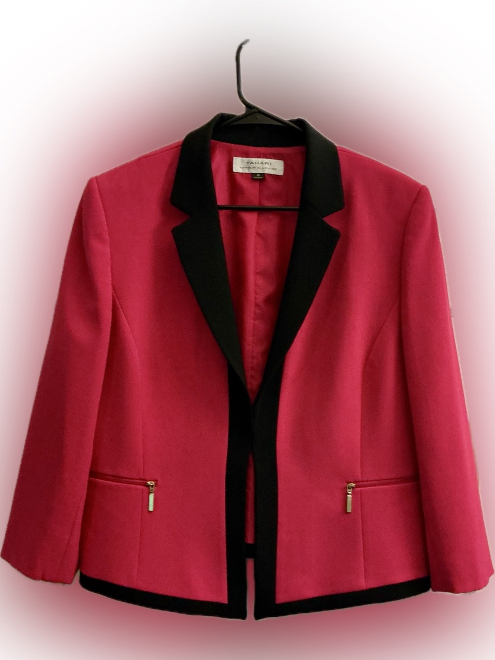 Tahari Arthur S. Levine Pink & Black Blazer Jacket Women’s 16 Career Wear